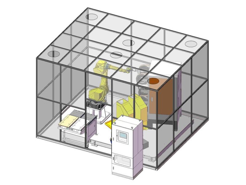 3D render Robotic Polishing Machine with protective cover