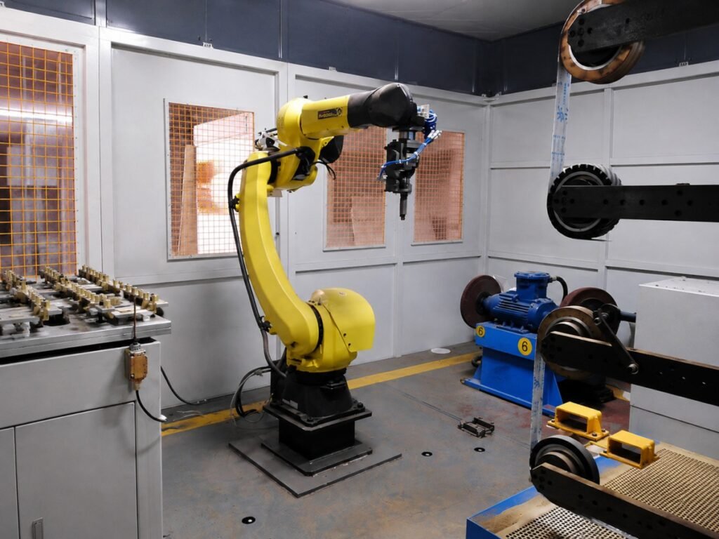 Industrial robot polishing brass padlocks