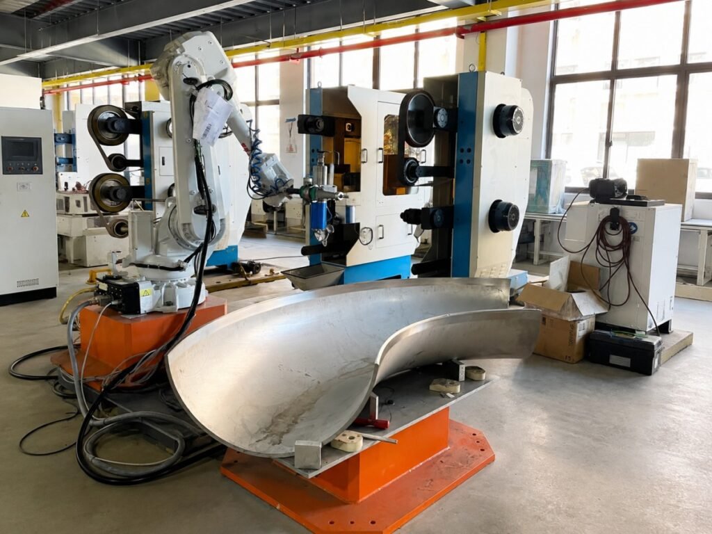 Robot polishing a complex curved metal part