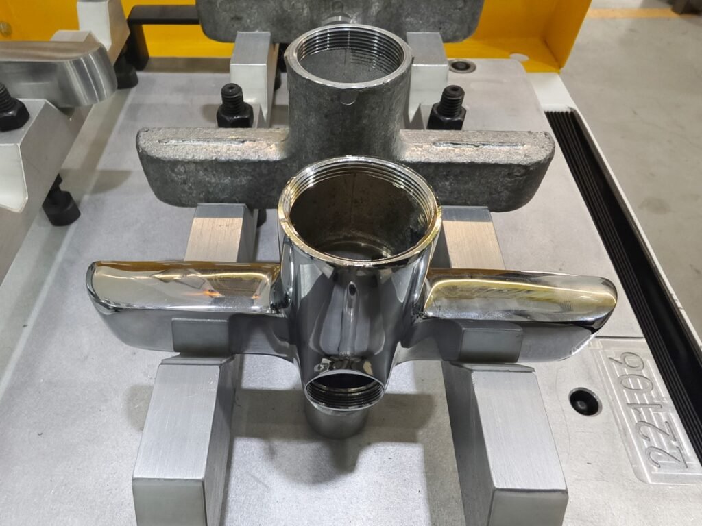 Zinc alloy faucet casting and polished sample