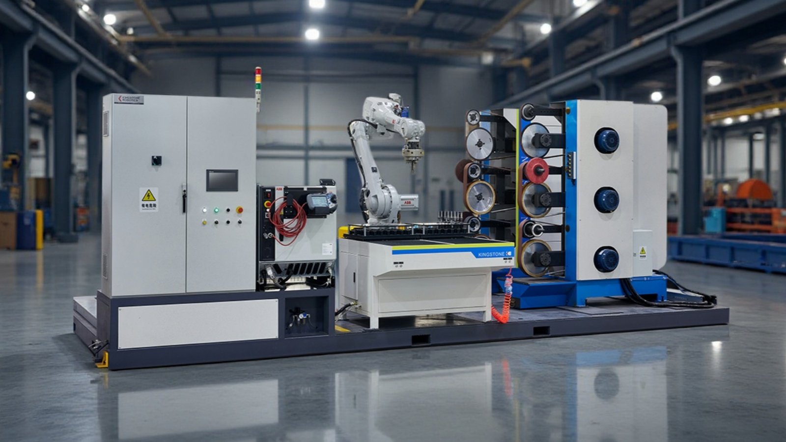Robotic polishing cell configured for metal component finishing